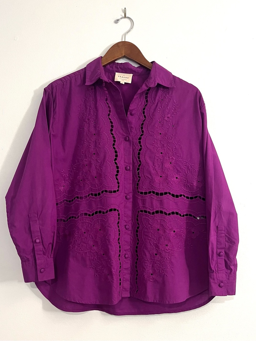 Sezane Maxy Shirt in Purple - Picture 7 of 11